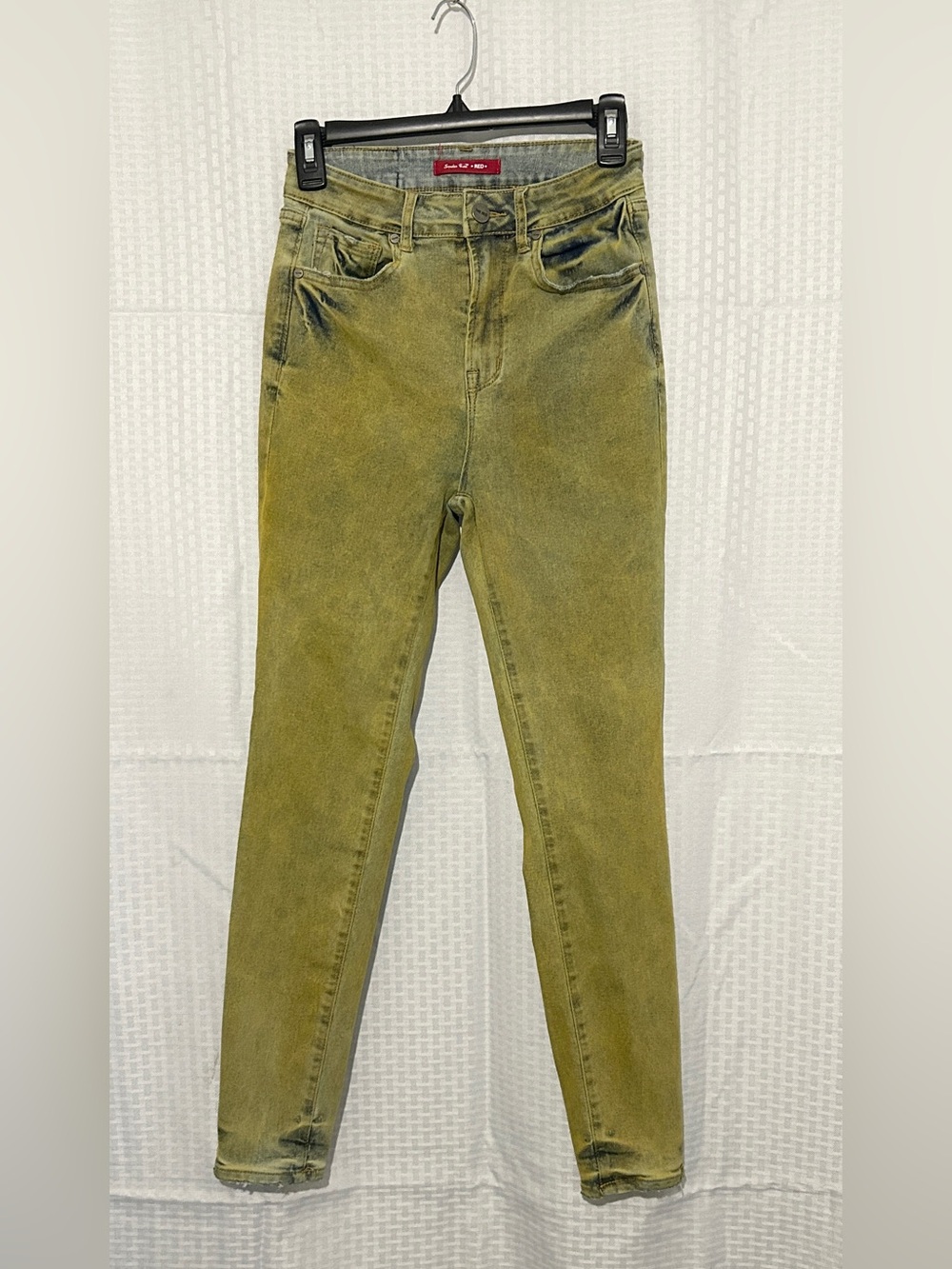 Smoke Rise RED Slime Green Yellow Acid Wash Skinny Jeans Size 28